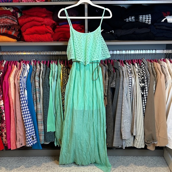 Trixxi mint green adjustable strap braided belt lined maxi dress size S NWT - Picture 1 of 3